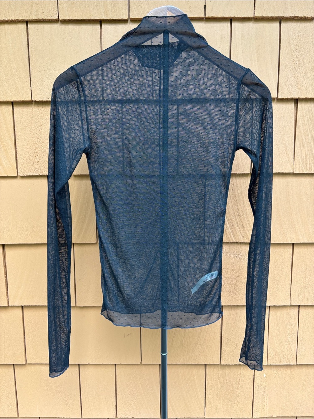 Intimately Free People Black Sheer Dotted Mesh Mock Neck Top Thumb Holes XS